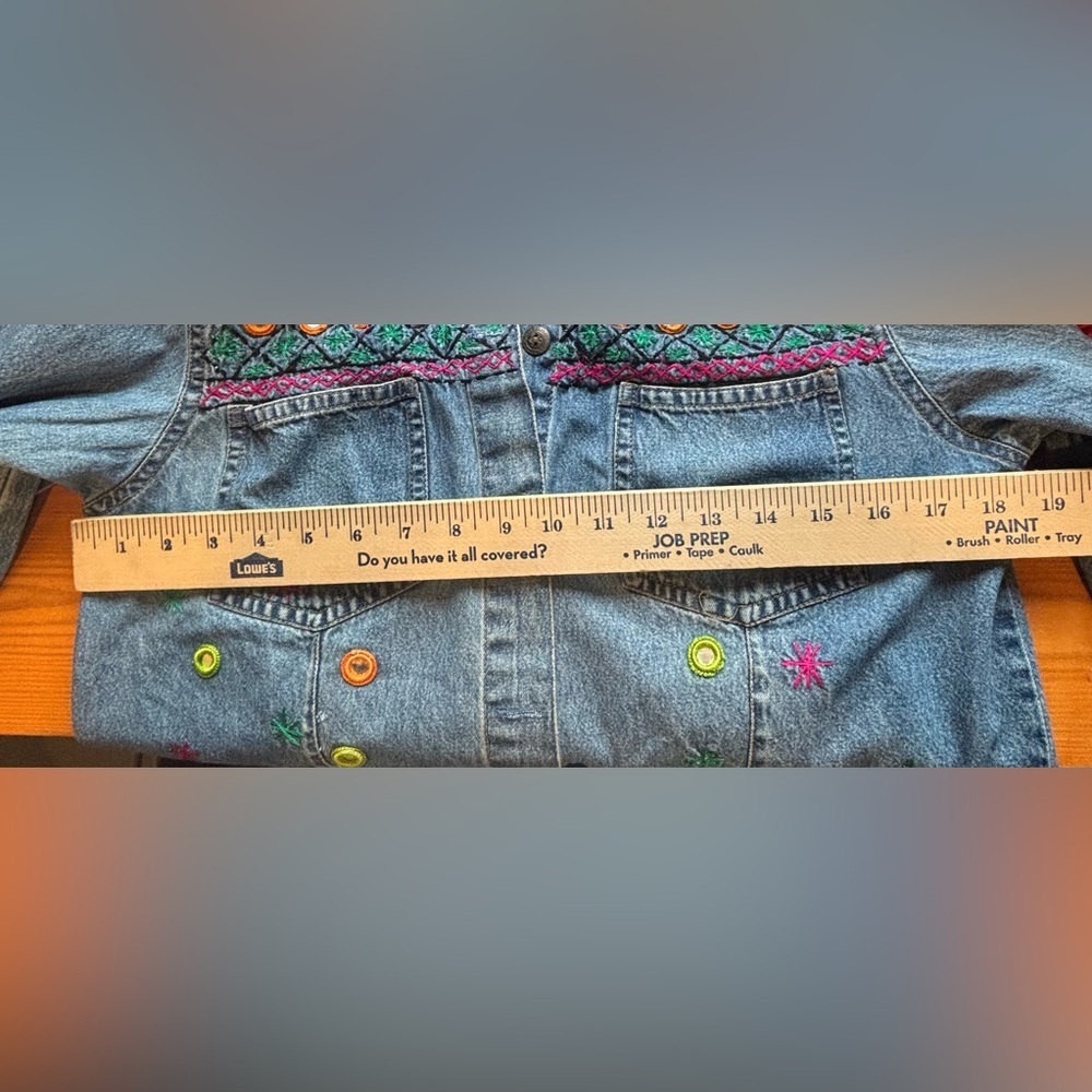Vintage Agapo Western Aztec Floral Denim Jacket size Small - Picture 8 of 10